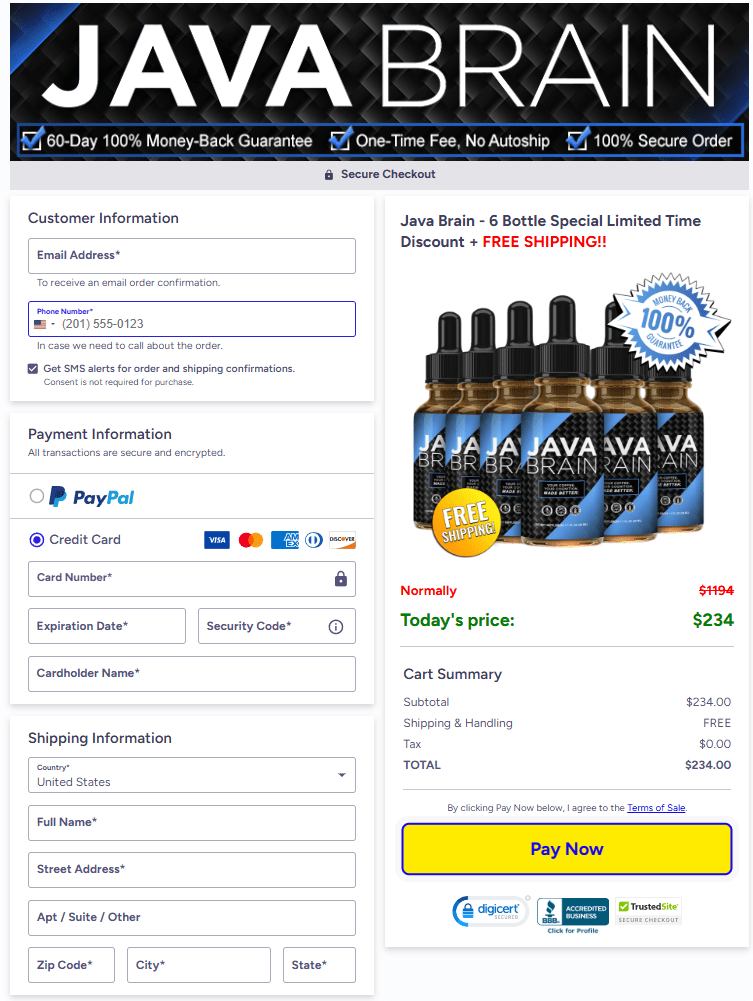 Java Brain order page